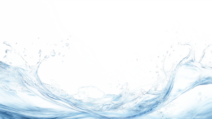 Dynamic Blue Water Wave Splashing with Droplets on a transparent Background for Freshness and Energy Concepts