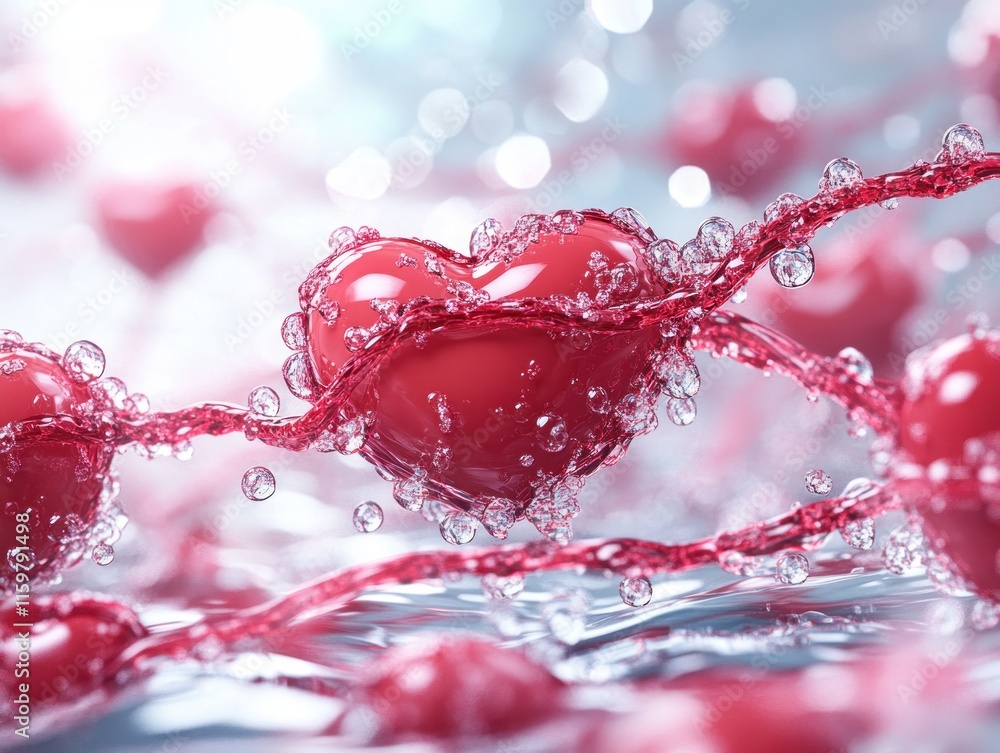Poster explore a captivating image of a heart floating in a connected web of emotions and relationships, sy