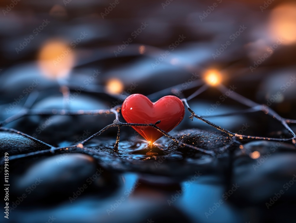 Poster explore the depths of connection with a heart floating in a connected web of emotions and relationsh