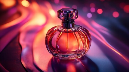 Elegant Perfume Bottle on Colorful Background
