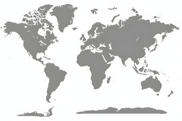 Global Perspective: A simple, detailed grayscale world map. Perfect for presentations, reports, and educational materials. 