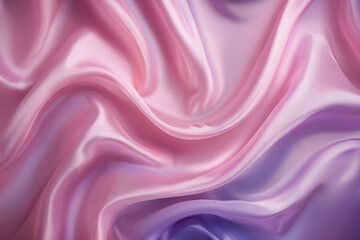 Fototapeta premium Pink and Purple Silk Drapery: A luxurious and captivating close-up of soft pink and purple silk fabric, with delicate waves and folds creating a mesmerizing and elegant texture. The smooth.