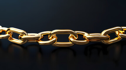 Obraz premium Yellow gold mariner chain bold and sturdy on plain black dark background. Mariner. Illustration