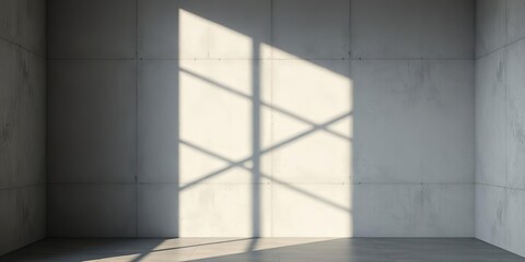 Shadow of a room corner with concrete walls and textured wallpaper, shadows, interior design
