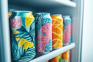 cans of sugary beverages kept in the fridge for summer in Europe