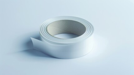 Roll of white adhesive tape on a light blue background.