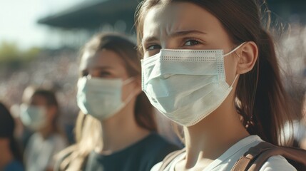 Spectators Wearing Masks at Outdoor Sports Event