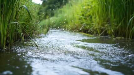 Obraz premium Toxins in Polluted River Ecosystem Under Natural Light