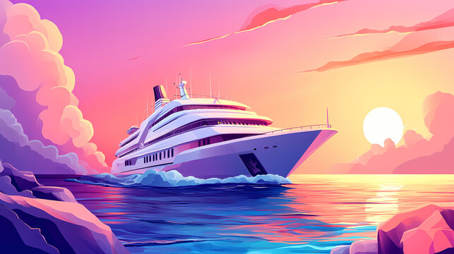 Embark on a cyber cruise to new horizons, where adventure and relaxation meet with copy space for impact. Mariner. Illustration