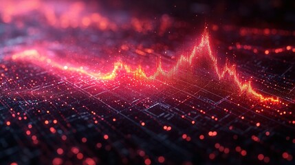 Obraz premium Abstract Red Digital Data Visualization Chart