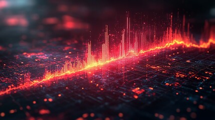Fototapeta premium Abstract Digital Data Visualization Red Orange Glow