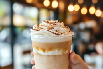 Dalgona coffee A trendy whipped coffee drink with milk popular during Covid 19 lockdowns
