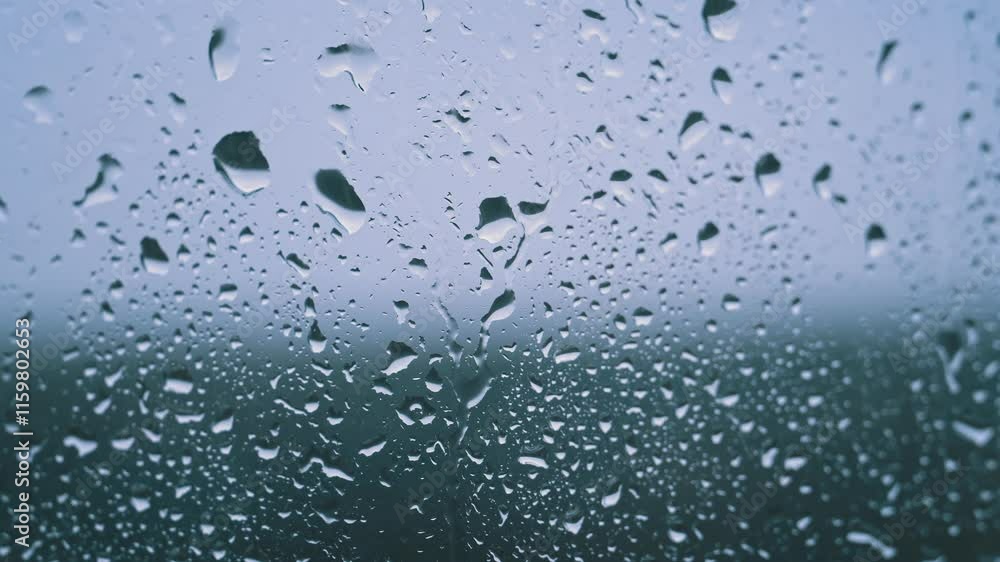 Poster close-up shot of rain drops on a window pane. perfect for adding a moody, atmospheric feel to your p