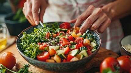 Healthy Smoothie Bowl Preparation with Fresh Fruits and Vibrant Colors by Hands