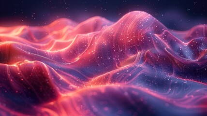Fototapeta premium Abstract picture colorful light particle with digital technology style design connecting become dynamic of electric wave movement represent about flowing of data or structure of network system. AIG53.