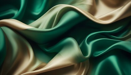 Obraz premium Green and golden silk fabric background