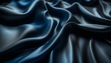 Obraz premium Dark deep blue slik fabric wavy background
