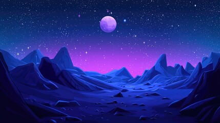 A Nighttime View of a Starry Sky Above a Dark, Rocky Landscape