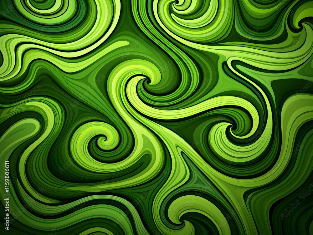 Aufkleber abstract green swirling patterns creating a dynamic and vibrant visual effect.