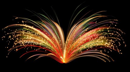 Vibrant Colorful Light Explosion Against Black Background