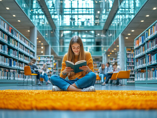 Fototapeta premium Teenagers Enjoying a Device-Free Moment in the Library