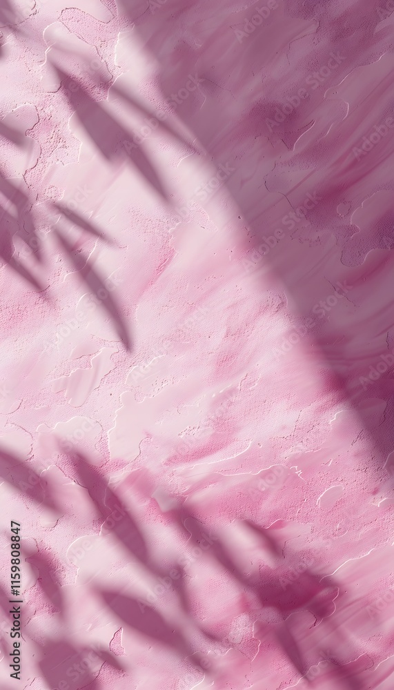 Poster a textured pink surface with shadows, creating an abstract and serene visual.