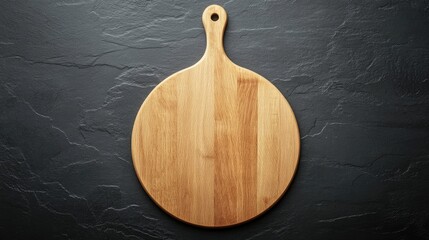 Wooden Cutting Board on Dark Background for Kitchen Use and Cooking