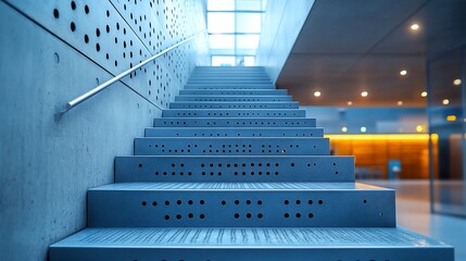 Obraz premium Modern Blue Metal Staircase Interior Design