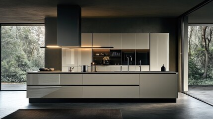 Modern Minimalist Kitchen Design with Natural Light and Greenery