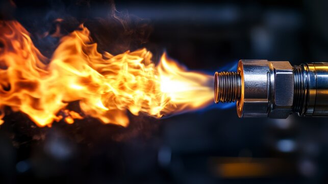 Industrial burner showcasing vibrant flames, highlighting combustion power and efficiency in modern energy systems for optimal performance solutions.