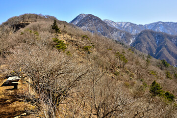 丹沢　大室山の犬越路より眺める丹沢主稜の大笄と檜洞丸
