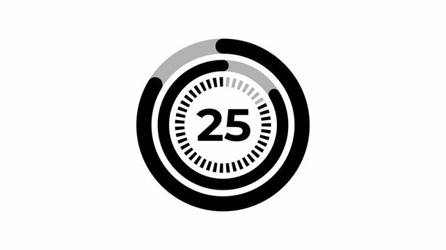 30 second countdown with circle animation, animated countdown 30 to 0. 4k video