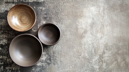 Elegant Collection of Handmade Wooden Bowls on Rustic Background