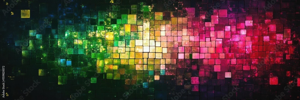 Leinwandbilder glowing mosaic artwork with vibrant pixelated elements in an abstract arrangement. generative ai