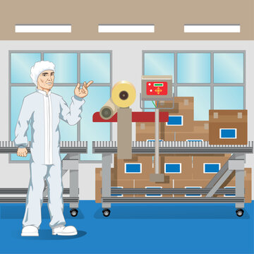Illustration of an internal factory environment, production line. Ideal for catalogs, newsletters and institutional material