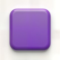 Violet square button with round corners. Blank app icon. 3D rendering on white background. Modern design. Simple icon for apps, websites interface. Flat design style for tech applications. Perfect