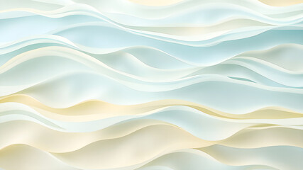 Obraz premium Layered waves in pale frost blue and soft sunflower yellow, with diffused lighting creating a tranquil and clean background