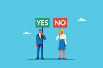 The Great Disagreement, A Professional Debate with Yes and No Symbols on Display