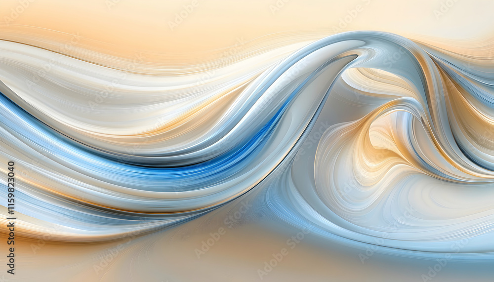 Poster abstract swirling waves of blue, beige, and white create a dynamic and elegant visual. ideal for bac