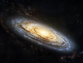 Naklejka premium Spiral Galaxy in Space with Starfield