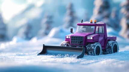 Snow-clearing vehicle pushing snow off the streets, ensuring clear routes for drivers, depicted in a clean and minimal illustration style