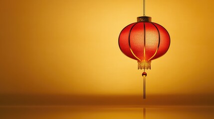 Elegant Red Lantern against a Warm Gradient Background