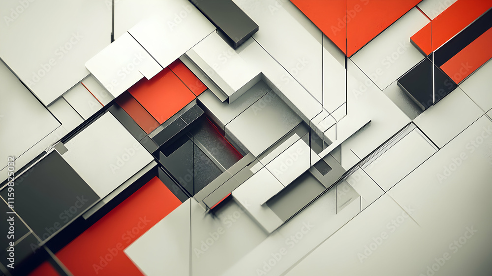 Poster abstract geometric background with red, grey and black intersecting shapes. ideal for modern designs
