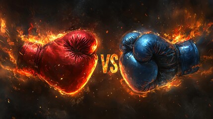 Fiery Boxing Gloves Clash: A Visual Showdown of Strength and Competition