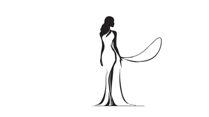 Woman in Dress Silhouette Vector