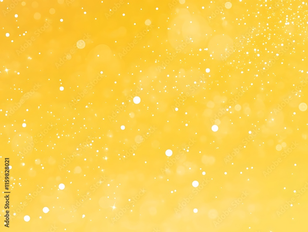 Poster yellow background with white bokeh and sparkles