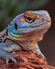 Obraz premium Desert Collared Lizard's Rainbow Throat Display