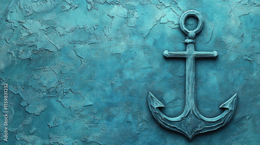 Fototapete Nautical anchor design with textured surface and ample space for text or captions. Generative AI