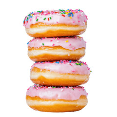 Vibrant Stack of Colorful Donuts with Pink Frosting