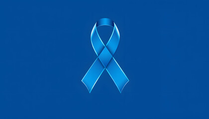 Blue prostate ribbon. Awareness of men health in November with blue prostate cancer ribbon isolated on deep blue background. November and International Mens Day isolated with white highlights, png